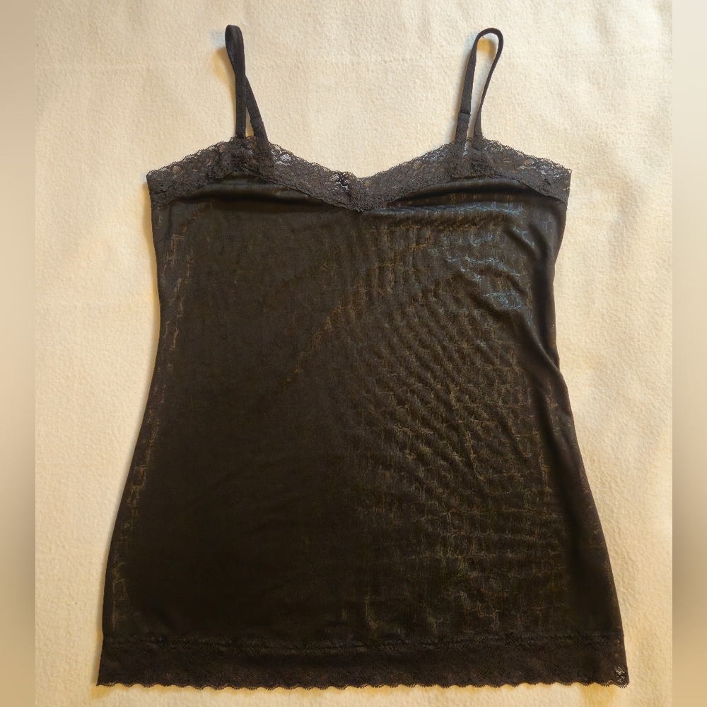 Fashion Bug Black Snake Skin And  Lace Camisole - Picture 3 of 8